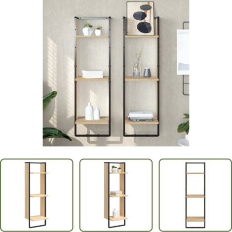 vidaXL Scaffale in legno multistrato -  Scaffale Parete 3 Ripiani Rovere Sonoma 30x25x100cm Multistrato
