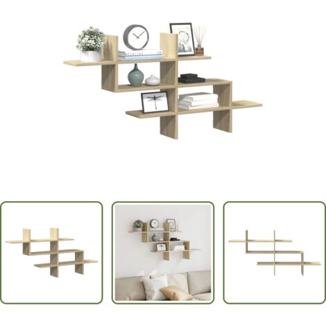 vidaXL Scaffale in legno multistrato -  Scaffale Parete Rovere Sonoma 124,5x18x60,5 cm in Truciolato