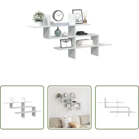 vidaXL Scaffale in legno -  Scaffale a Parete Bianco 124,5x18x60,5 cm in Truciolato