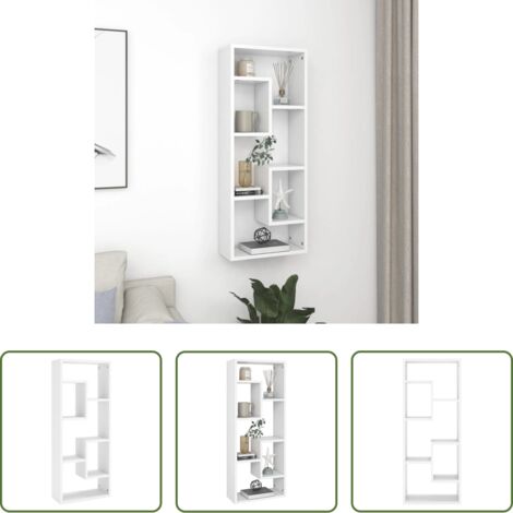 vidaXL Scaffale in legno -  Scaffale a Parete Bianco 36x16x90 cm in Legno Multistrato