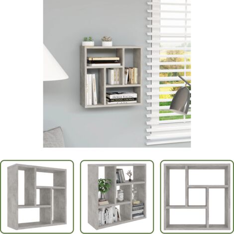 vidaXL Scaffale in legno -  Scaffale a Parete Grigio Cemento 45,1x16x45,1 Legno Multistrato