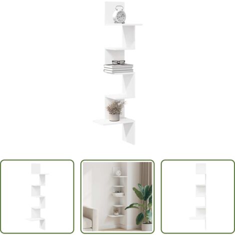 vidaXL Scaffale in Legno -  Scaffale Angolare Muro Bianco 32x32x127,5 cm Legno Multistrato