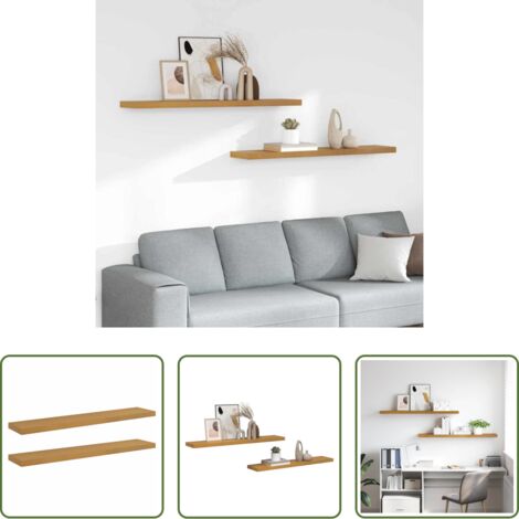 vidaXL Scaffale in legno -  Scaffale da parete 2 pcs Beige 120 x 23,5 x 4 cm