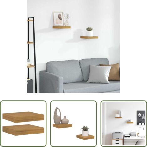 vidaXL Scaffale in legno -  Scaffale da parete 2 pcs Beige 23 x 23,5 x 4 cm