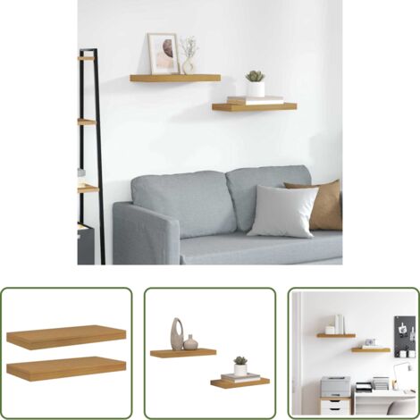 vidaXL Scaffale in legno -  Scaffale da parete 2 pcs Beige 50 x 23 x 4 cm Legno multistrato