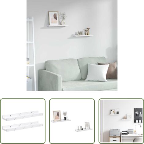 vidaXL Scaffale in legno -  Scaffale da parete 2 pcs Marmo Bianco 40 x 9 x 3 cm