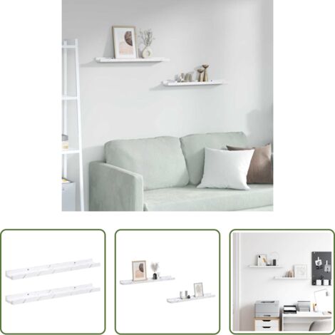 vidaXL Scaffale in legno -  Scaffale da parete 2 pcs Marmo Bianco 60 x 9 x 3 cm