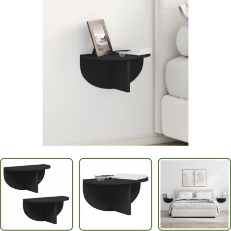 vidaXL Scaffale in legno -  Scaffale da parete 2 pcs Nero 38 x 19 x 19 cm Legno multistrato