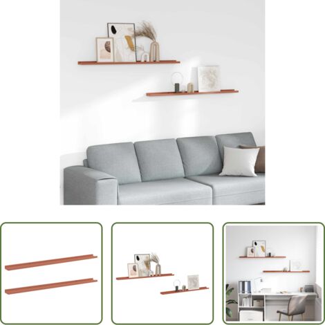 vidaXL Scaffale in legno -  Scaffale da parete 2 pcs Rosso 115 x 9 x 3 cm Legno multistrato