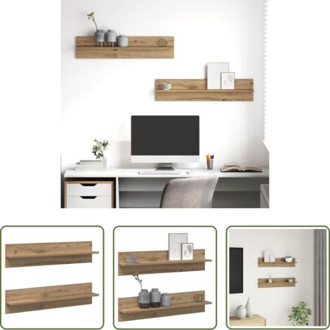 vidaXL Scaffale in legno -  Scaffale da parete 2 pcs Rovere artigianale 80 x 11,5 x 18 cm