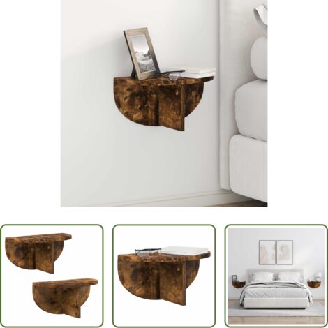 vidaXL Scaffale in legno -  Scaffale da parete 2 pcs Rovere fumé 38 x 19 x 19 cm