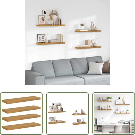 vidaXL Scaffale in legno -  Scaffale da parete 4 pcs Beige 90 x 23,5 x 4 cm