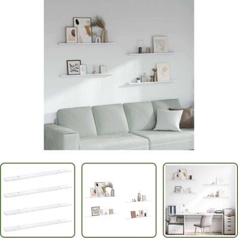 vidaXL Scaffale in legno -  Scaffale da parete 4 pcs Marmo Bianco 100 x 9 x 3 cm