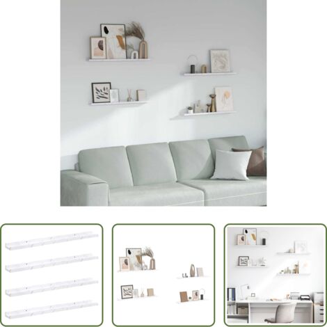 vidaXL Scaffale in legno -  Scaffale da parete 4 pcs Marmo Bianco 80 x 9 x 3 cm