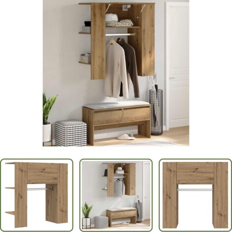 vidaXL Scaffale in legno -  Scaffale Ingresso Rovere 97,5x37x99 cm Legno Multistrato