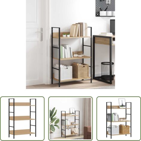 vidaXL Scaffale in Legno -  Scaffale Libri 3 Ripiani Rovere 60x27,6x90,5 Legno Multistrato