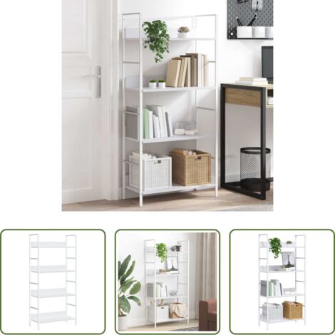 vidaXL Scaffale in Legno - Scaffale Libri 4 Ripiani Bianco 60x27,6x124,5 Legno Multistrato