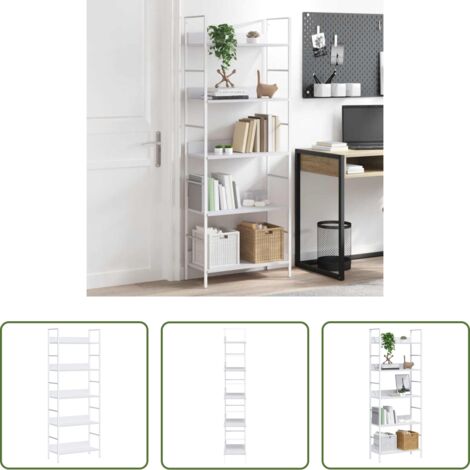 vidaXL Scaffale in Legno - Scaffale Libri 5 Ripiani Bianco 60x27,6x158,5 Legno Multistrato