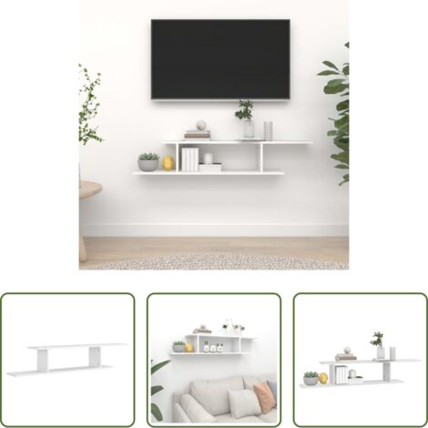 vidaXL Scaffale in legno -  Scaffale TV Parete Rovere Bianco 125x18x23 cm Legno Multistrato