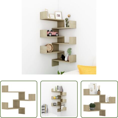 vidaXL Scaffale in legno -  Scaffali Angolari Muro 2pz Sonoma 40x40x50cm Legno Multistrato