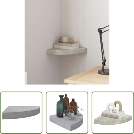 vidaXL Scaffale in MDF - Mensola Angolare Grigio Cemento 25x25x3,8 cm in MDF