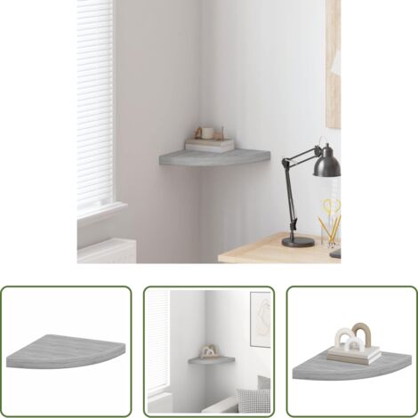 vidaXL Scaffale in MDF -  Mensola Angolare Grigio Cemento 35x35x3,8 cm in MDF