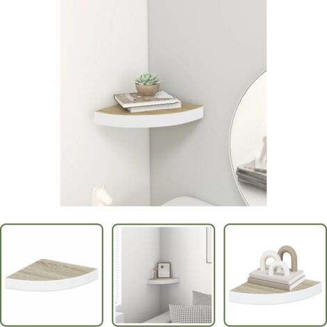 vidaXL Scaffale in MDF - Mensola Angolare Rovere e Bianco 25x25x3,8 cm in MDF