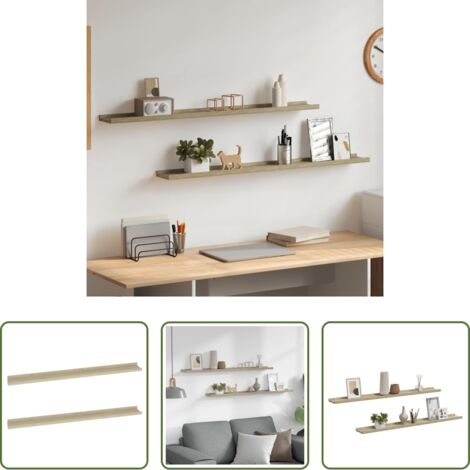 vidaXL Scaffale in mdf -  Mensole da Parete 2 pz Rovere Sonoma 100x9x3 cm