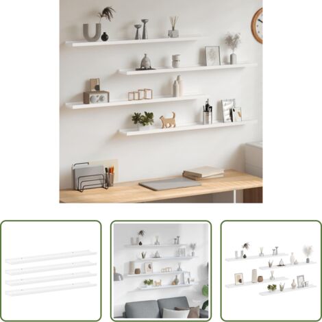 vidaXL Scaffale in mdf -  Mensole da Parete 4 pz Bianche 100x9x3 cm