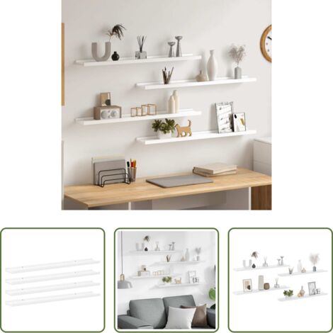 vidaXL Scaffale in mdf -  Mensole da Parete 4 pz Bianche 80x9x3 cm