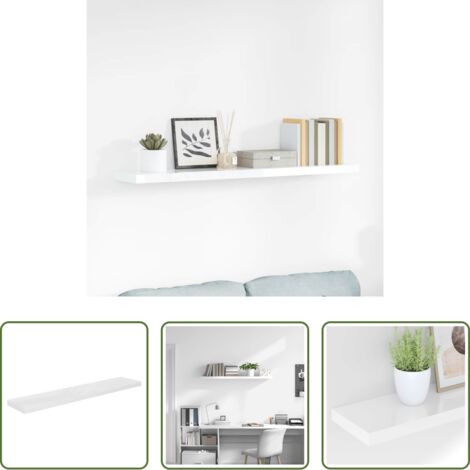 vidaXL Scaffale in mdf -  Scaffale a Parete Bianco Lucido 120x23,5x3,8 cm in MDF