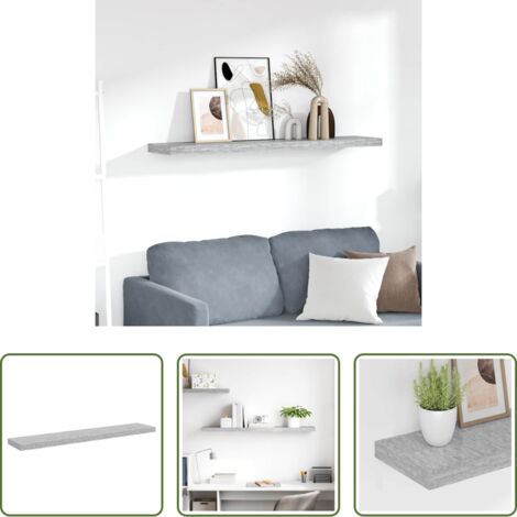 vidaXL Scaffale in mdf -  Scaffale a Parete Grigio Cemento 120x23,5x3,8 cm in MDF