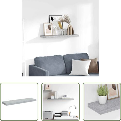 vidaXL Scaffale in MDF -  Scaffale a Parete Grigio Cemento 80x23,5x3,8 cm in MDF
