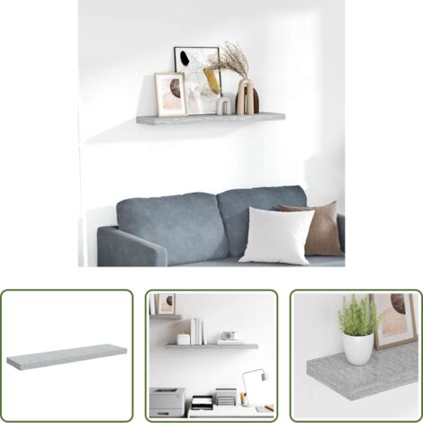 vidaXL Scaffale in mdf -  Scaffale a Parete Grigio Cemento 90x23,5x3,8 cm in MDF