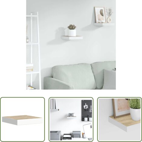 vidaXL Scaffale in mdf -  Scaffale a Parete Rovere e Bianco 23x23,5x3,8 cm in MDF