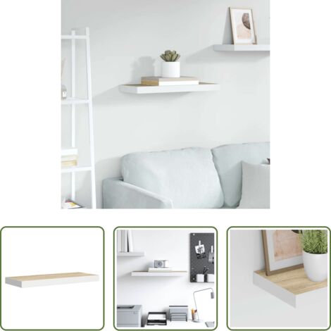 vidaXL Scaffale in mdf -  Scaffale a Parete Rovere e Bianco 60x23,5x3,8 cm in MDF