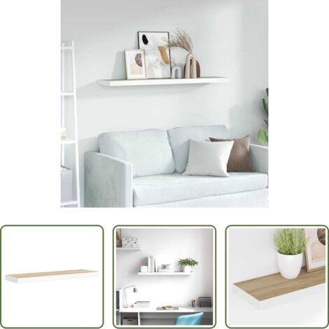 vidaXL Scaffale in mdf -  Scaffale a Parete Rovere e Bianco 90x23,5x3,8 cm in MDF