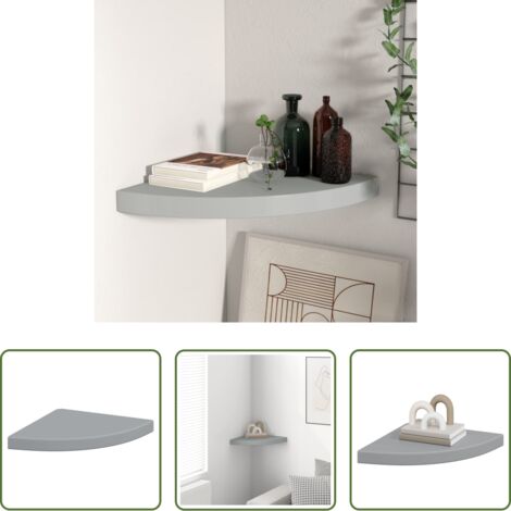 vidaXL Scaffale in mdf -  Scaffale Angolare a Parete Grigio 35x35x3,8 cm in MDF