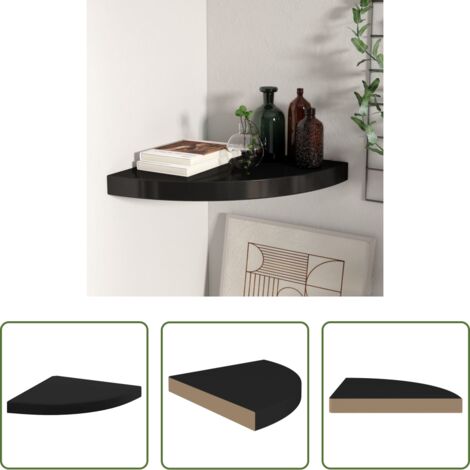 vidaXL Scaffale in MDF -  Scaffale Angolare a Parete Nero 35x35x3,8 cm in MDF