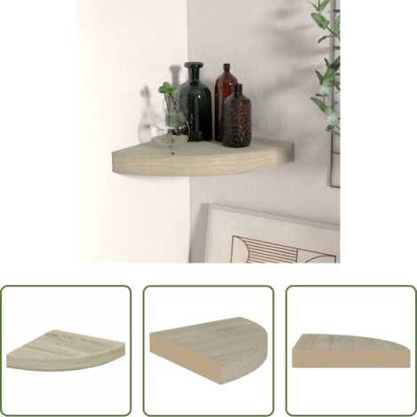 vidaXL Scaffale in MDF -  Scaffale Angolare a Parete Rovere 25x25x3,8 cm in MDF