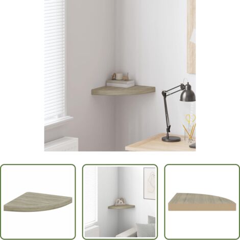 vidaXL Scaffale in MDF -  Scaffale Angolare a Parete Rovere 35x35x3,8 cm in MDF