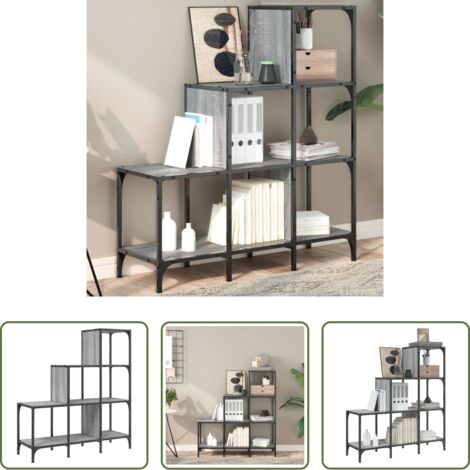 vidaXL Scaffale in metallo - Libreria Grigio Sonoma 92x30x102 cm Legno Multistrato e Metallo