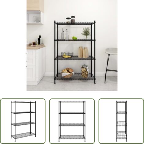 vidaXL Scaffale in metallo - Scaffale a 4 Livelli 90x35x137 cm Nero 200 kg
