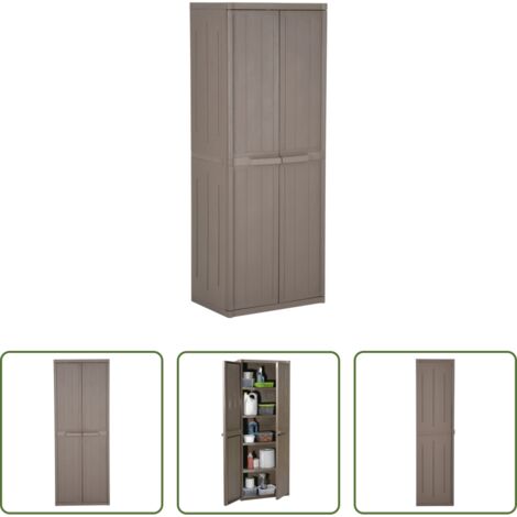 vidaXL Scaffale in PP -  Armadio da Giardino Marrone 65x45x172 cm in PP Aspetto Legno