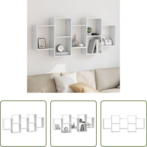 vidaXL Scaffale in truciolato -  Scaffale a Parete Bianco 159x18x65 cm in Legno Multistrato