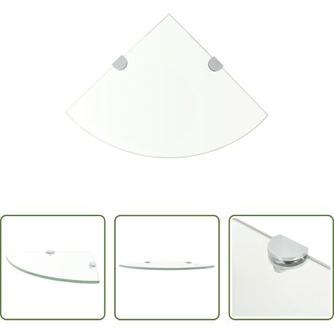 vidaXL Scaffale in Vetro -  Scaffale Angolare Supporti Cromati in Vetro Trasparente 25x25cm
