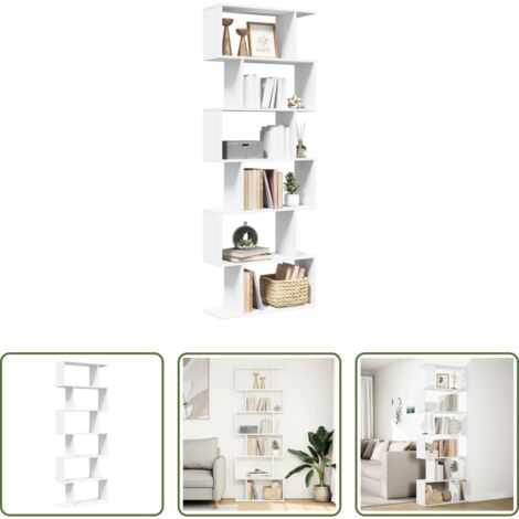 vidaXL Scaffale -  Libreria Divisorio 6 Ripiani Bianca 70x24x193 cm in Truciolato