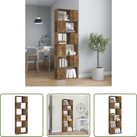 vidaXL Scaffale -  Libreria/Divisorio Rovere Fumo 60x24x186 cm