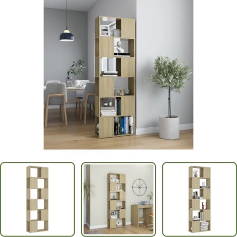 vidaXL Scaffale -  Libreria/Divisorio Rovere Sonoma 60x24x186 cm in Truciolato