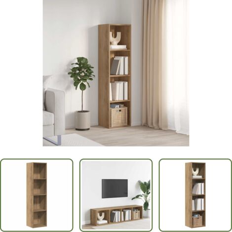vidaXL Scaffale -  Libreria/Mobile TV Rovere Artigianale 36x30x143 cm Truciolato